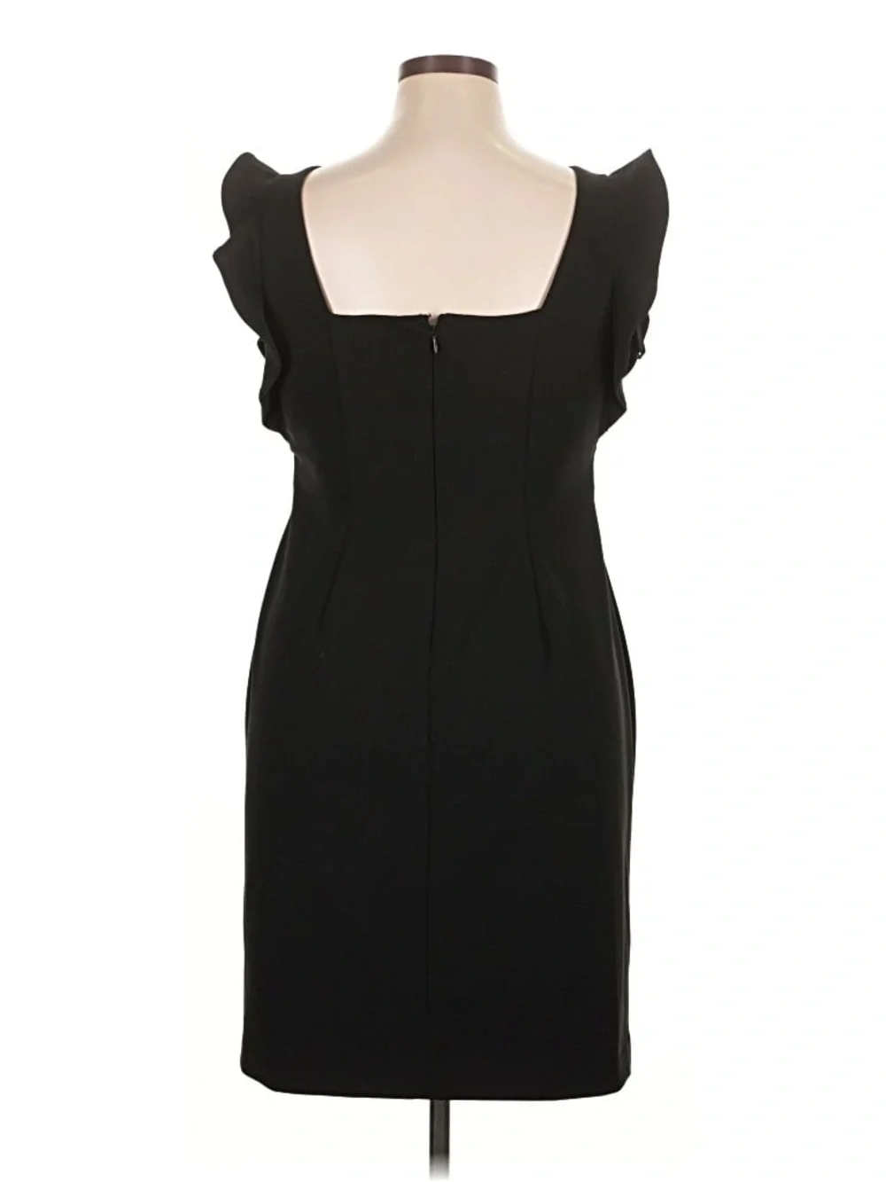 Calvin Klein Black Ruffle-Sleeve Midi Sheath Dress